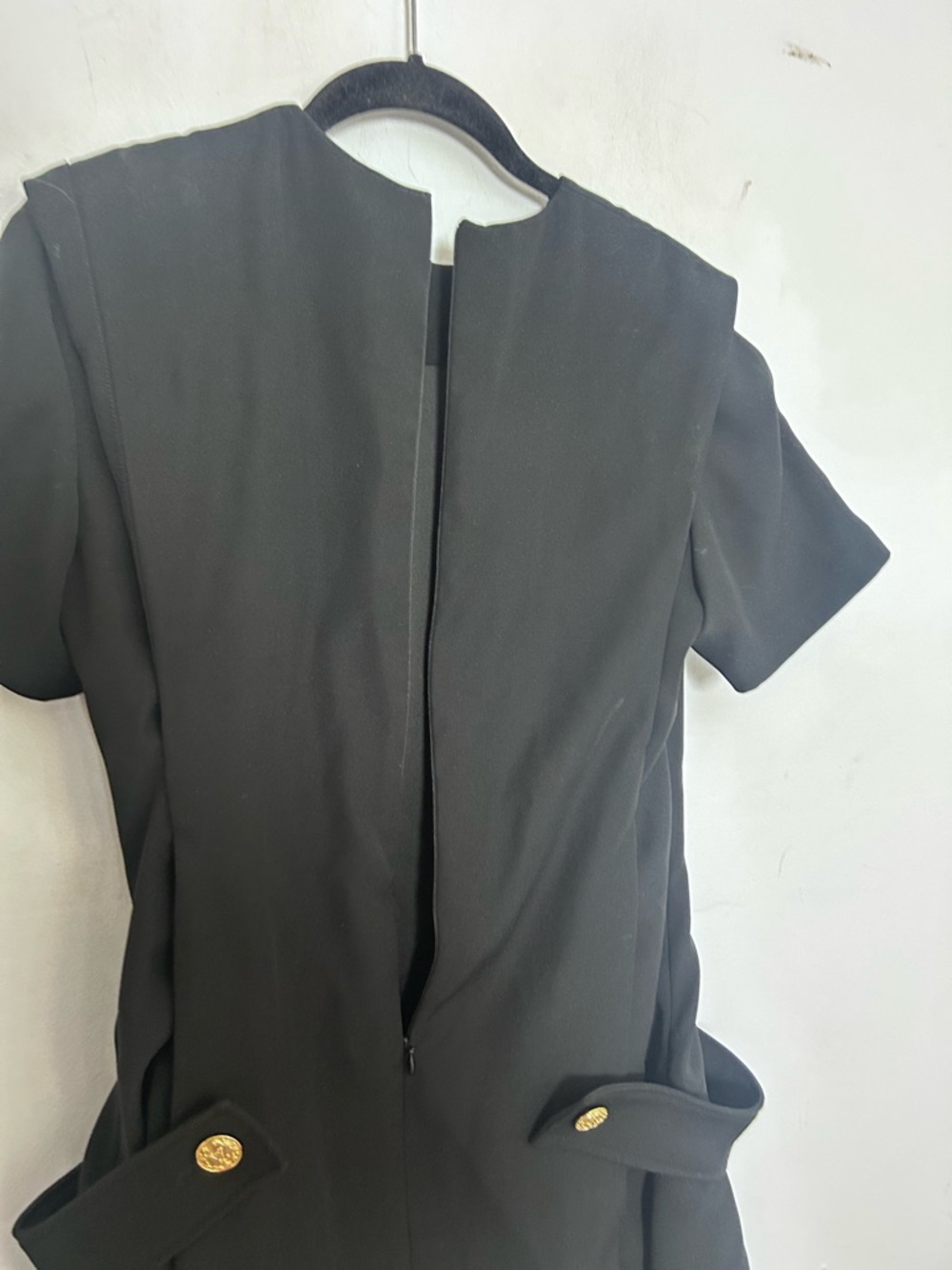 Louis Vuitton Uniforms Black Structured Peplum Dress Gold Button EU 36 US 4 - Picture 3 of 7